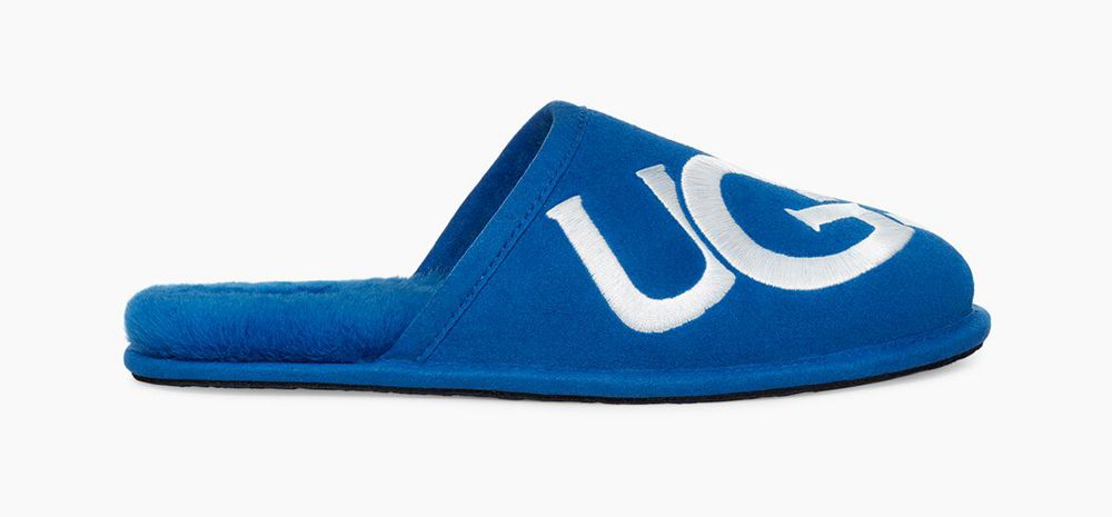 Ugg Slippers Canada - Ugg Men's Scuff Logo Blue / White